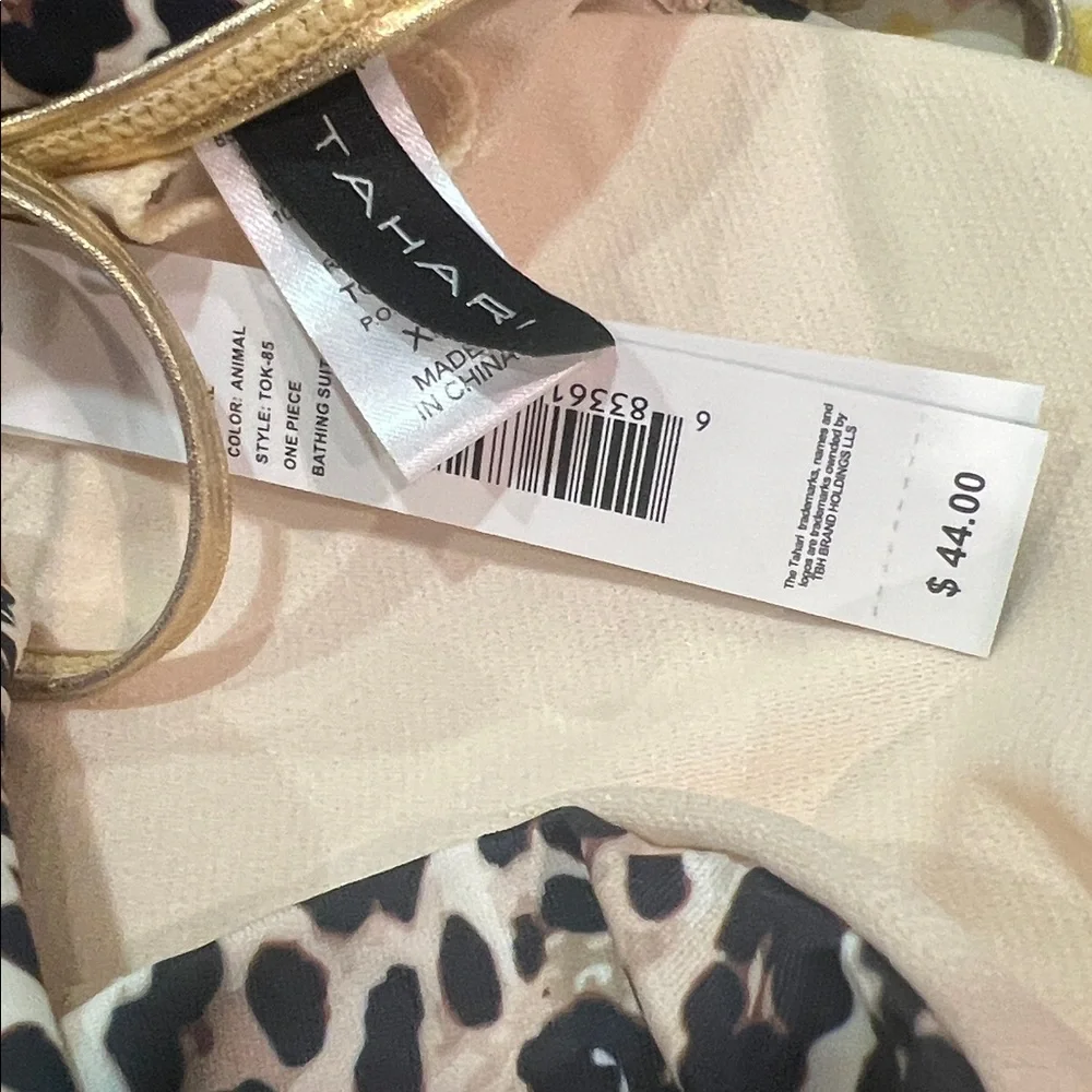 Tahari Animal Gold Ring Keyhole One Piece Swimsuit